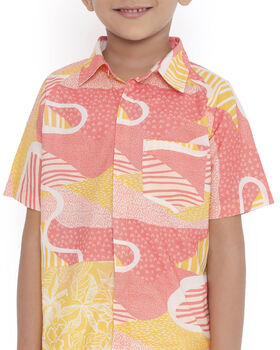 Candy Escape Printed Cotton Shirt, Pink And Yellow, 7 of 11