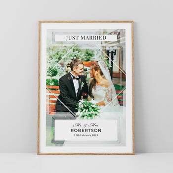 Just Married Couples Photo Print Personalised Wedding Gift, 2 of 6