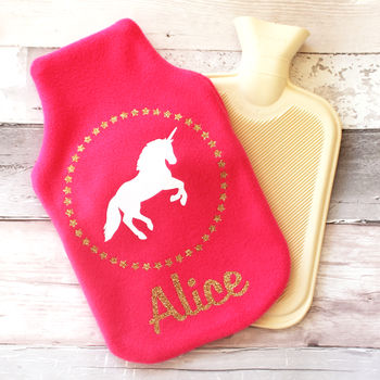 Personalised Sparkly Unicorn Hot Water Bottle Cover, 4 of 6