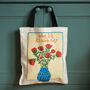 Personalised Hand Drawn Floral Canvas Tote Bag With Custom Phrase, thumbnail 1 of 5