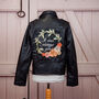 Black Leather Jacket With Floral Embroidery, thumbnail 1 of 5
