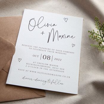 Scattered Hearts Wedding Invitation And Envelope, 2 of 3