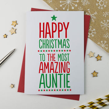 Amazing Aunt, Aunty, Auntie Christmas Card, 2 of 3