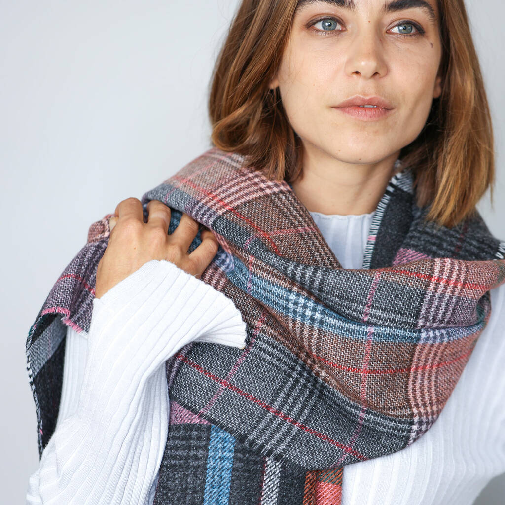 Reversible Check Blanket Scarf, 1 of 9