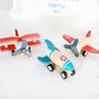 Wooden Planes And Rocket Toys In Personalised Bag, thumbnail 2 of 5