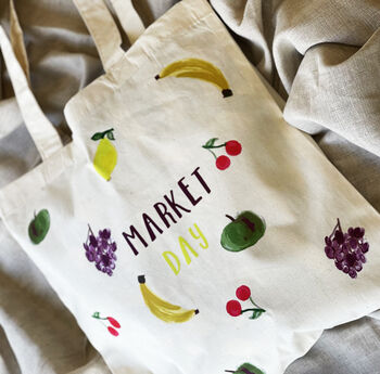 Hand Drawn Fruit Market Day Tote Bag, 2 of 4