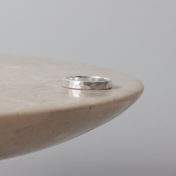Brushed Hammered 9ct/18ct Gold 3mm Ring, 4 of 8