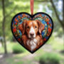 Nova Scotia Duck Tolling Retriever Stained Glass Effect Heart Suncatcher, thumbnail 5 of 5