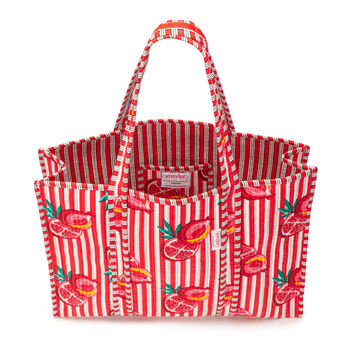 Serendipity Cotton Quilted Tote Bag Pink Pomegranate, 4 of 4