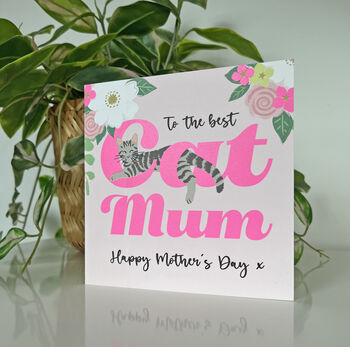 Cat Mum Happy Mother's Day Grey Tabby Cat Card, 2 of 2