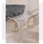 Monaco D’or Pearl Gold Crystal Crescent Moon Gift Stud Earrings, thumbnail 2 of 4