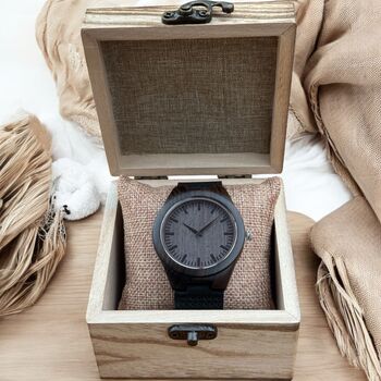 Personalised Walnut Wooden Watch Custom Engraved Timepiece, 2 of 10