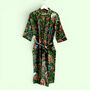 Green Floral Block Print 100% Cotton Dressing Gown, thumbnail 4 of 7