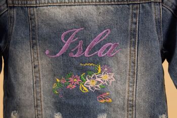 Personalised Embroidered Floral Name Denim Jacket, 7 of 7