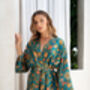 Teal Satin Batik Kimono Robe, thumbnail 5 of 9