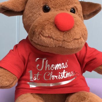 Babies' First Christmas Personalised Rudolph Soft Toy, 2 of 2