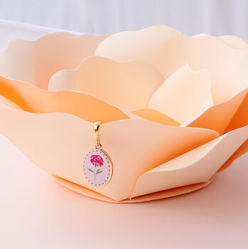 Birth Flower Enamel Pendant Necklace, 6 of 8