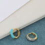 Gold Blue Or Green Enamel Cz Reversible Huggie Hoops, thumbnail 10 of 12