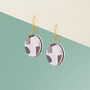 Black Abstract Circular Earrings • Gold Plated Sterling Silver Hooks, thumbnail 5 of 8