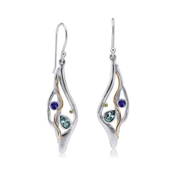 Handmade Silver Earrings With Blue Topaz And Iolite, 6 of 9