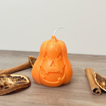 Jack O Lantern White Pumpkin Candle Halloween Decoration, 2 of 8