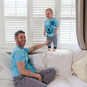 Personalised Daddy And Me Matching Football Pyjamas Set, 6 of 12