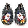 Dotty Fish Space Rocket Soft Leather Baby Shoes With Barefoot Soles, thumbnail 7 of 11