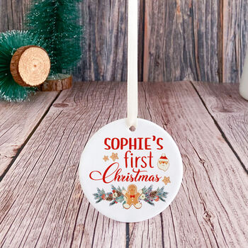 Personalised First Christmas Ceramic Ornament With Name, 7 of 7