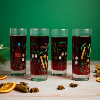 Mulled Wine Printed High Ball Glass, 2 of 6