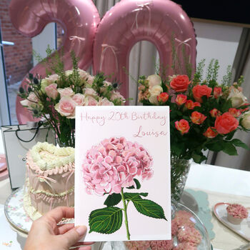Personalised Hydrangea Age Birthday Card, 4 of 8