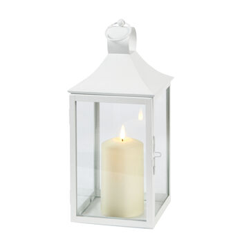 34cm Outdoor White Metal Tru Glow® Candle Lantern, 2 of 2