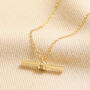 Crystal Feature T Bar Pendant Necklace In Gold, thumbnail 2 of 4