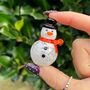Hand Blown Glass Snowman With Orange Scarf, thumbnail 1 of 4