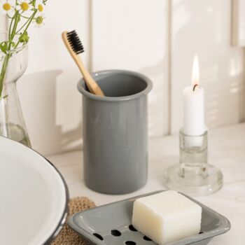 Grey Enamel Toothbrush Holder, 2 of 2