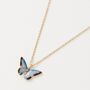 Enamel Blue Butterfly Short Necklace, thumbnail 1 of 5