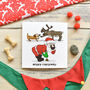 Funny Santa And Dog Christmas Card, thumbnail 1 of 3