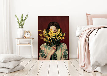 Female Flower Portrait Painting Art Print, 4 of 4