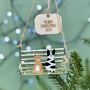 Personalised Christmas Cats On A Park Bench Bauble, thumbnail 1 of 3