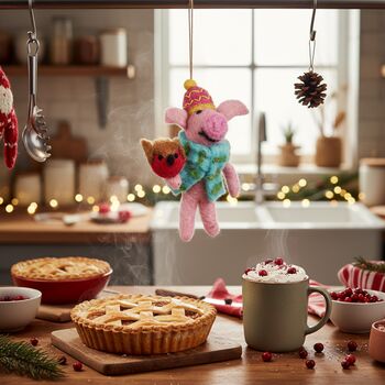 Handmade Felt Porky Noel Hanging Christmas Decoration, 5 of 5