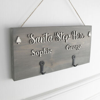 Personalised Christmas Stocking Hanger, Santa Stop Here, 5 of 6