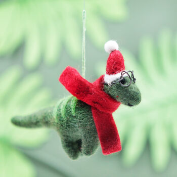 Personalised Felt Dinosaur Specs Christmas Decoration, 5 of 5