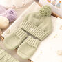 Baby Boy Personalised Bobble Hat And Mittens Gift Set, thumbnail 5 of 12