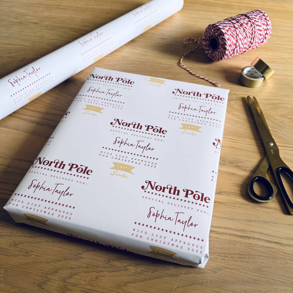 Personalised North Pole Wrapping Paper – Dyefor