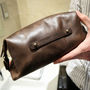 Personalised Vintage Leather Collar Stud Wash Bag, thumbnail 9 of 10