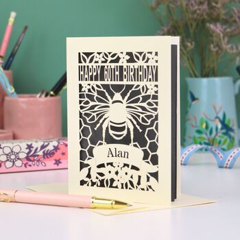 Personalised Papercut Bee Birthday Card, 3 of 5