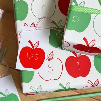 Apple Letters And Numbers Wrapping Paper Set, 5 of 10