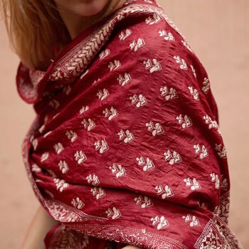 Hand Embroidered Silk Pashmina Shawl, 4 of 8