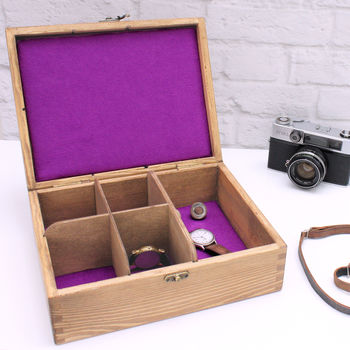 Personalised Wooden Stag Cufflink And Watch Box, 4 of 4