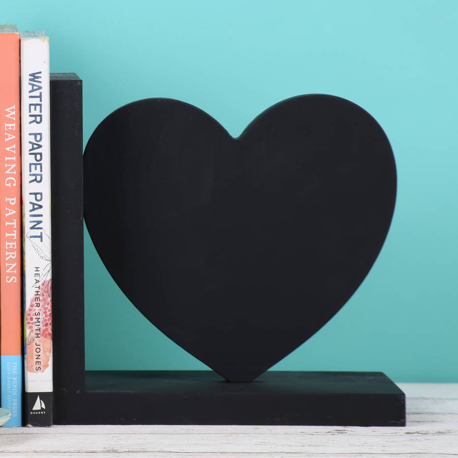 chalkboard heart bookend anniversary or wedding gift by bombus