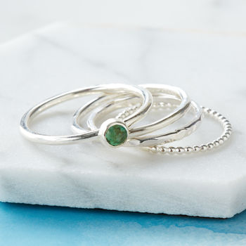 Simply Birthstone Sterling Silver Stacking Rings, 8 of 12